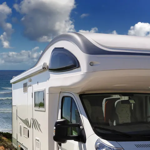 Motorhome parked by the sea
